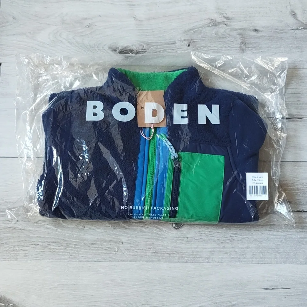 Boden Cosy Windproof Fleece Kids Size 5-6y In Navy Blue New With Tags In Package